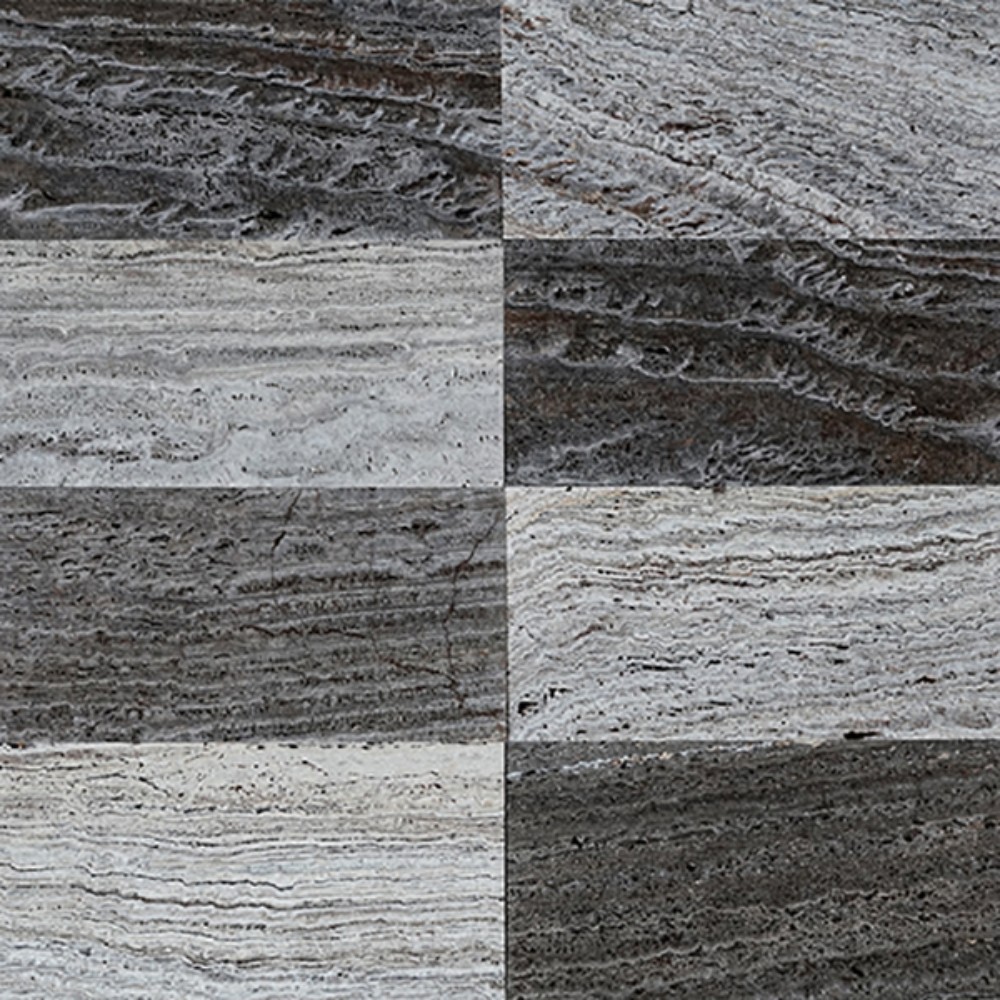 Silver and smokey Travertine Block