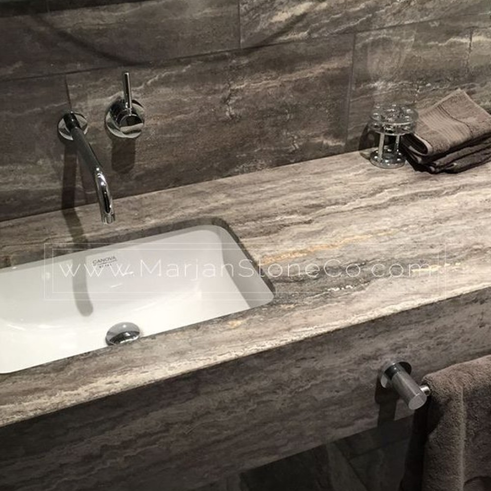 Dark Silver Travertine Block