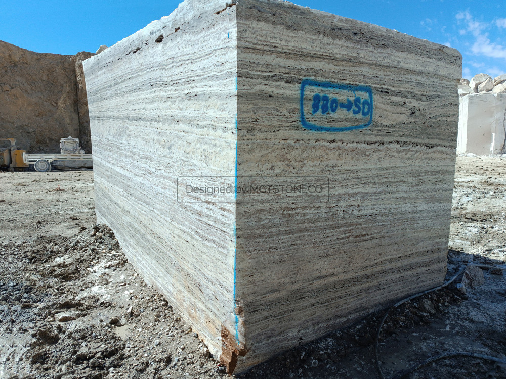 Marjan Silver Travertine Block